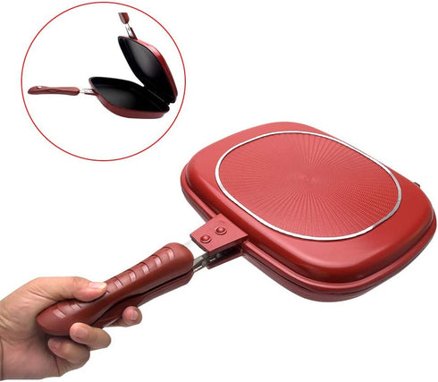 Square Double Sided Frying Pan, Non-stick Kitchen Baking Pancake Pan, Indoor/Outdoor Camping Sandwich Toaster Grill