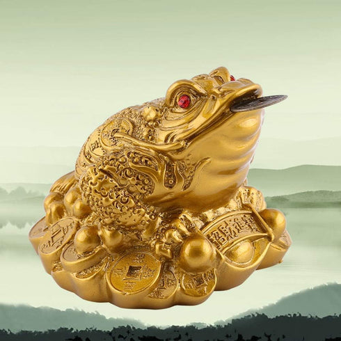 Hilitand Money Frog Toad Decoration, Chinese Feng Shui Wealth Lucky Money Frog Statue for Home Office Decoration
