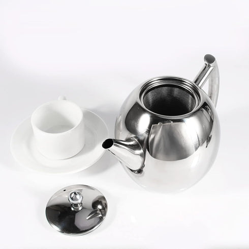 Stainless Steel Teapot with Filter, Large Capacity (1500ML), Metal Coffee Pot Water Container Kettle
