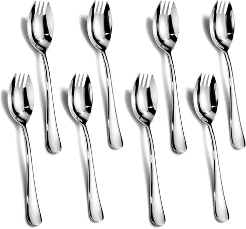 Alata Sporks, 8-Pack Food-grade Stainless Steel Sporks, 7.4 Inches Long Handle Salad