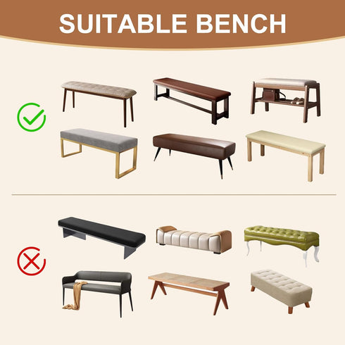 Waterproof Dining Room Bench Covers, Stretch Jacquard Bench Seat Protector Cover, Rectangular Bench Cover for bedrooms