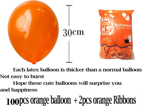 Jonhamwelbor 12 Inch Orange Balloons - 100 Pack Latex Balloons for Halloween Autumn Party Decoration