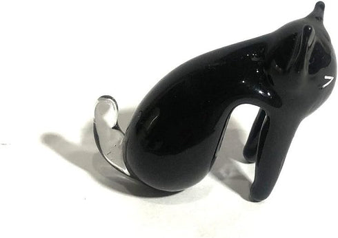 Handmade Mini 1.5" Blown Glass Cat Putitto Figurines, Collectible Dollhouse Gift Ideas