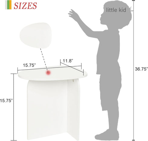 AWASEN White Side Table, Small Triangle End Table Living Room, Modern Accent Table with Unique Tabletop, Mini Bedside