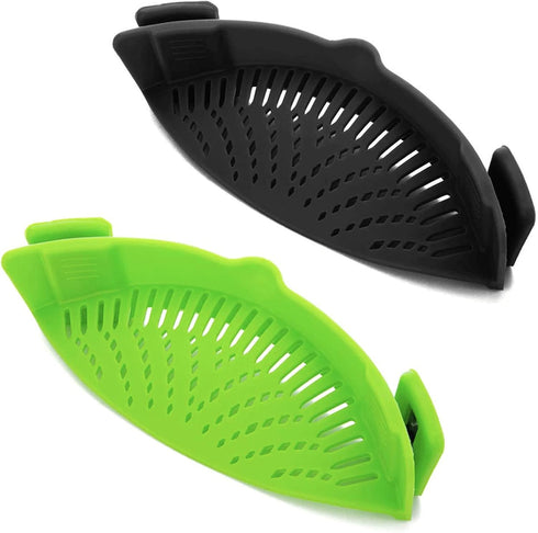 2 Pcs Silicone Clip on Strainer, Fits All Pots and Bowls for Pasta, Meat, Vegetables, and Fruit