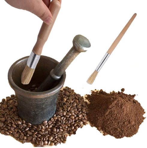 Coffee Machine Cleaning Brush Set, 4 Piece Set with Wooden and Nylon Brushes for Grinders and Group Heads