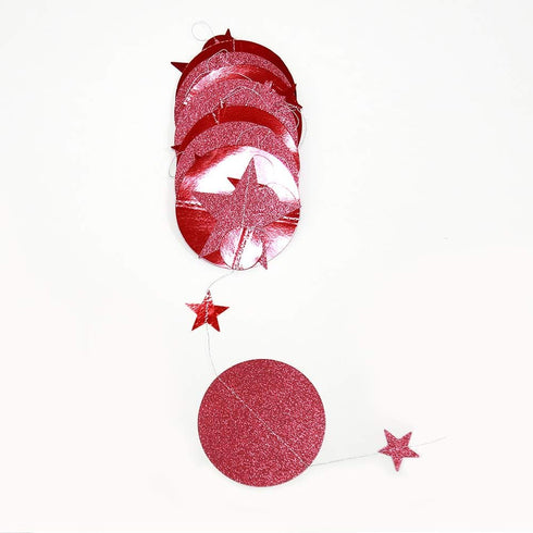 Decor365 Twinkle Star Garland Glitter Red Party Decorations, Star Banner Ceiling Hanging Streamer for Birthday