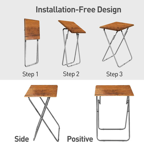 Required,15 18.9in(Yellow Brown,1pcs) Tv Trays Folding Tv Table, Dinner Table for Eating with Sturdy Metal Frame, Small