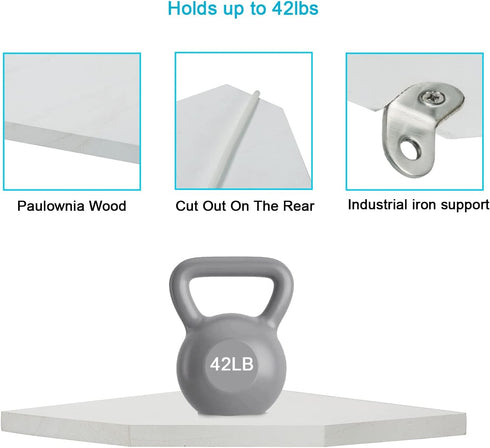 12 Inch) Corner Wall Shelves, Wood Corner Floating Shelves with Cable Raceway, Wall Mount Storage Display for TV