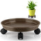 Sanbege Resin Plant Caddy with Wheels, 11.6" Round Plant Pallet, Plant Pot Trolley