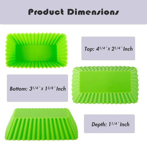 Webake Jumbo Cupcake Liners - Rectangular 4.3 Inch Silicone Baking Cups, Reusable Muffin Cups (Pack of 12)
