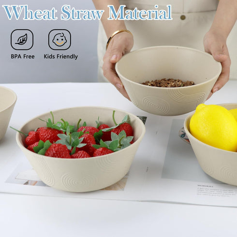 PYRMONT 36 OZ Cereal Bowls Wheat Straw Bowls Set of 6, Reusable Soup Bowls, Microwave & Dishwasher Safe