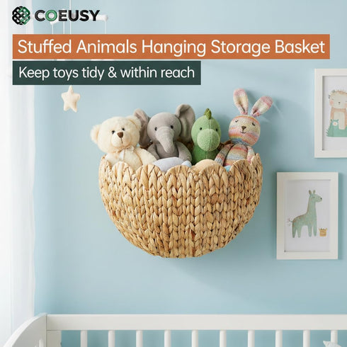 Coeusy Scalloped Wall Basket,Boho Wall Decor Basket,Big Wicker Hanging Baskets for Nursery,Door,Plants,Mail,Natural