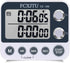 FCXJTU Digital Dual Kitchen Timer: Large Display, Adjustable Volume Alarm, Stopwatch, Magnetic Back (White)