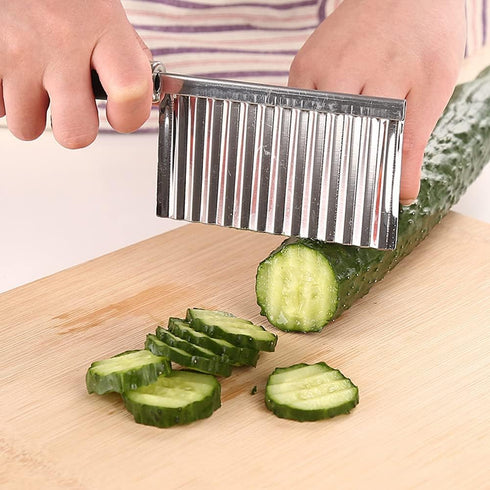 2 PACK French Fry Crinkle Cutter, Wavy Potato Slicer, Vegetable Chopper Knife for Home Kitchen