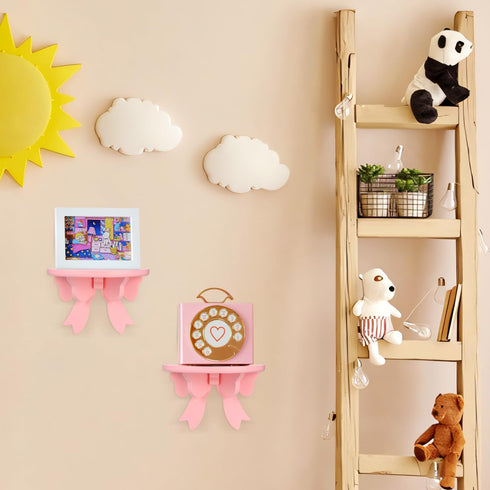 DOITOOL Wooden Floating Shelf Wall Mounted, Nordic Style Butterfly Semicircle Storage Shelf for Wall, Decoration
