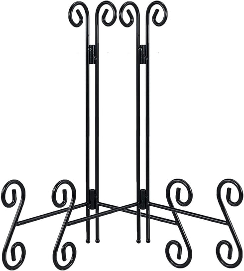 12 Inch Plate Stands for Display, 2 Pack Black Iron Adjustable Easel Stand for Photo Frame, Plate, Home Decoration