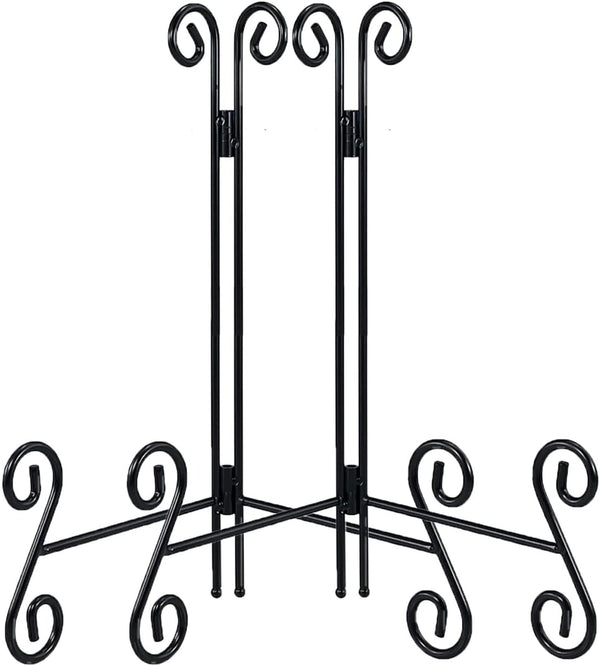 12 Inch Plate Stands for Display, 2 Pack Black Iron Adjustable Easel Stand for Photo Frame, Plate, Home Decoration