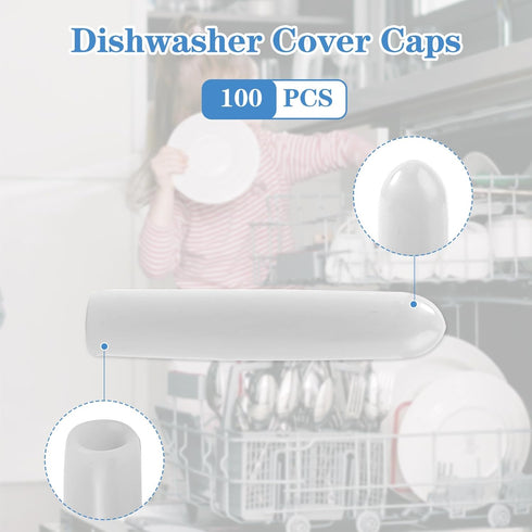 100 PCS Dishwasher Rack Repair Coating, Universal Tine Prong Repair Caps, 1 inch Round Tips