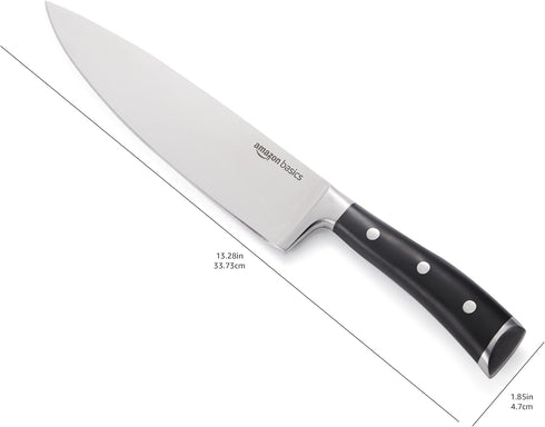 Amazon Basics Classic 8-Inch Chef s Knife with Three Rivets, Silver