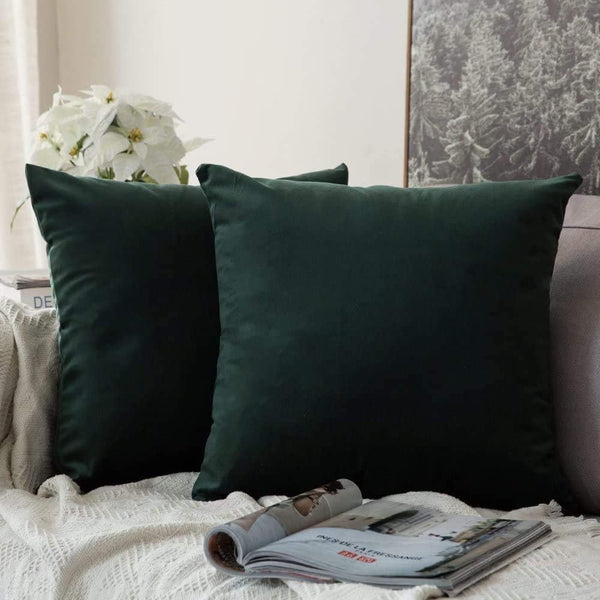 MIULEE Pack of 2 Velvet Soft Solid Decorative Square Throw Pillow Covers, 18x18 Inch, for Sofa, Bedroom, Car