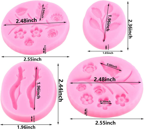 Mujiang 3D Owls Birds Silicone Molds for Flower Chocolate Candy Cake Decorating Set of 4