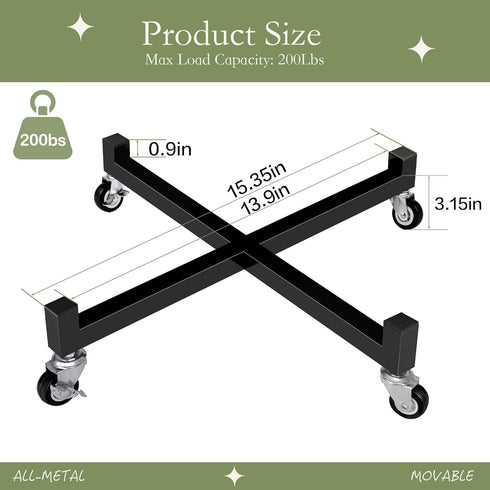 2 Pack 14" 10-14 Inch (14 INCH) Plant Caddy with Wheels, Heavy Duty Metal Rolling Plant Dolly, Plant Stand