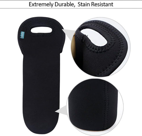 OFEILY Durable Neoprene Wine Carrier - Single Bottle Tote Bag for Wine, Beer, or Drinks - Black