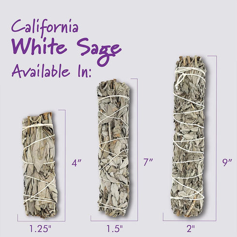 ESPOIR & AMOUR White Sage 4" - 3 Spiritual Sage Sticks for Smudging, Healing, and Ritual - Hand-Tied Sage Smudge Sticks