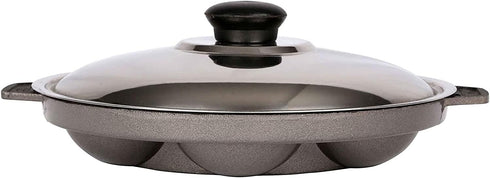 G & D Non Stick Appam Pan, 7 Pits Appam Maker with Stainless Steel Lid