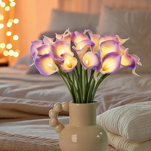 20pcs Lighted Artificial Calla Lily Bouquet Faux Floarl Night Light Real Touch Flower Night Light LED Calla Lily