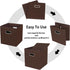 Black Foldable Storage Cubes, Fabric Storage Box Bins with Dual Handles for Home Organization (Coffee)