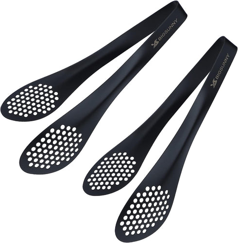 MSY BIGSUNNY Stainless Steel Buffet Tongs, 9" Kitchen Food Tong for Cooking and Serving (Black)