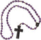 5 Decade Catholic Rosary Sine Cera Amethyst/Jujube Wood, Laser Engraved Crucifix/Double-Sided Centerpiece