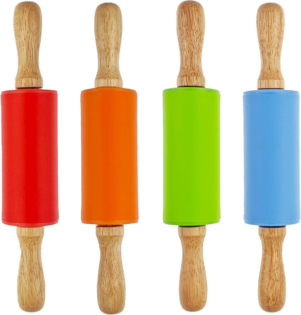Miokun 4 Pack Small Rolling Pin for Kids, Kids Rolling Pin for Home