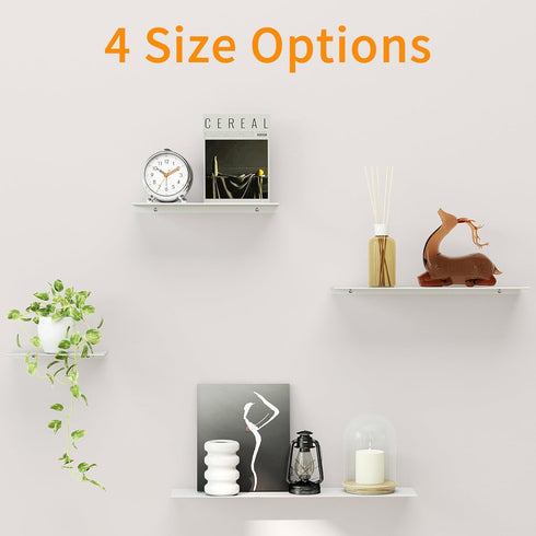 16" 2 Packs, MKO Floating Shelves for Wall, Metal Wall Mounted Shelf for Bathroom, Bedroom, Living Room, Kitchen