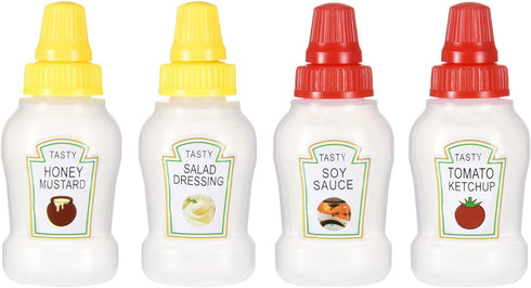 Jspupifip Mini Ketchup Bottles with Sturdy Screw Cap, 25ml Mini Condiment Squeeze