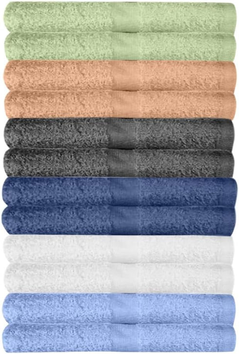 KAHAF COLLECTION 12 Pack Washcloths | Multicolour 100% Cotton Extra Absorbent Face Towels |