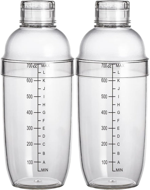 700cc / 24 oz Plastic Cocktail Shaker Mixer, Boba Tea Shaker, Professional Bar Tools Set (2)