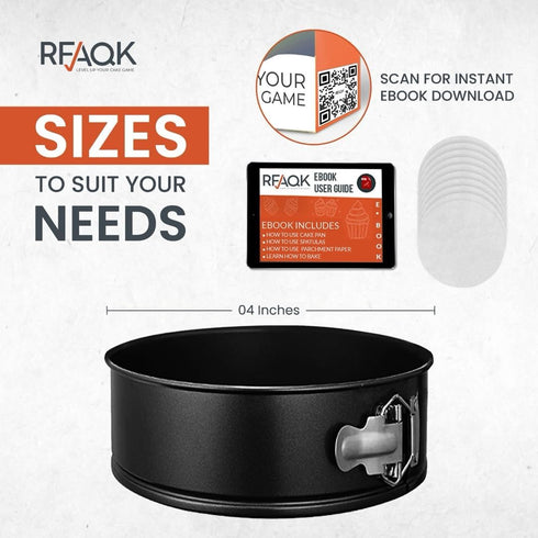 RFAQK 4-Inch Mini Cake Pans Set for Baking - Nonstick 4PCs Small Pans for Cheesecakes, Pizzas, and Smash Cakes