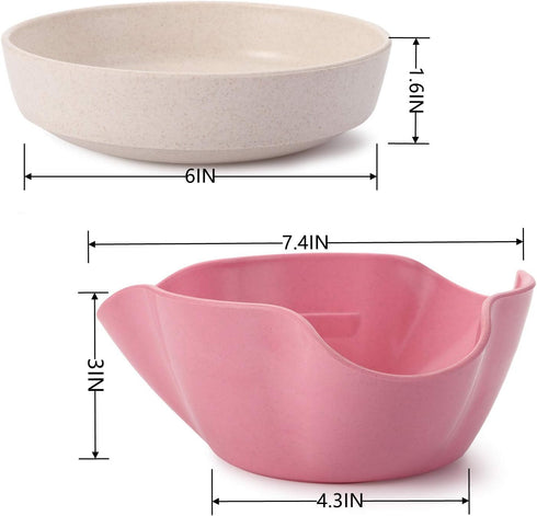 4 Pack Cedilis Pistachio Bowl, Double Peanut Bowl with Seeds Shell Storage, Wheat Straw Snack Serving Dish