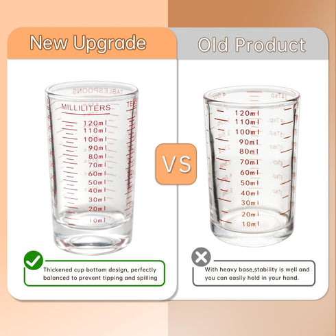 BCnmviku 4 Ounce/120ML Heavy Espresso Measuring Cup Shot Glass, Black Line (1, Red)