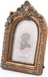 SIKOO Vintage Mini Picture Frame 2.5 × 3.5, Antique Small Ornate Table Top Wall Mounting Photo Frame - Bronze Gold