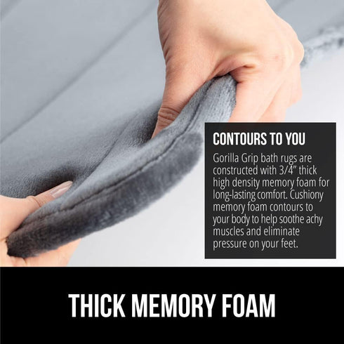 GORILLA GRIP Memory Foam Bath Mat, Soft Absorbent Bathroom Rug, Machine Washable Cushioned Floor Mats, 30x20 Graphite