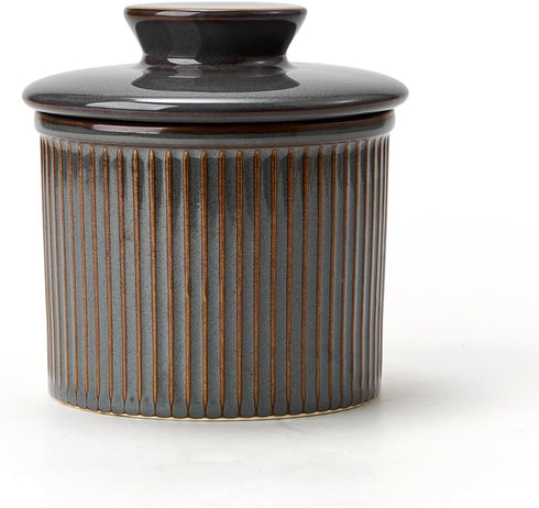 XELA Large Butter Crock with Lid for Countertop, The Original Reactive Glaze