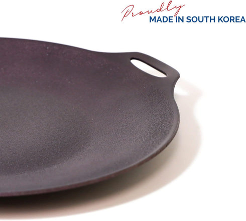 TECHEF 14-Inch Nonstick Round Griddle Grill Pan for Korean BBQ/Teppanyaki, Induction Ready, Purple