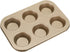uxcell 6-Cup Non-Stick Cupcake Pan, Round Carbon Steel Baking Molds for Muffins and Cakes, Gold