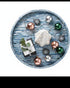 12.6 PEMAR Mother of Pearls Lacquer Inlaid Round Serving Tray with Handles, Round Decorative Nacred Wooden Ottoman