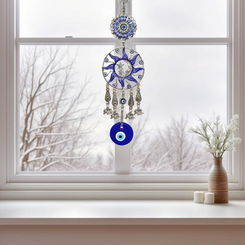 Turkish Blue Evil Eye Protective Wall Hanging Decor Amulet Ornament - CL17