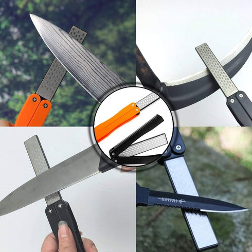 Diamond Knife Sharpener Pocket Sharpening Stone #400/600, Folding Portable Orange - 1pcs